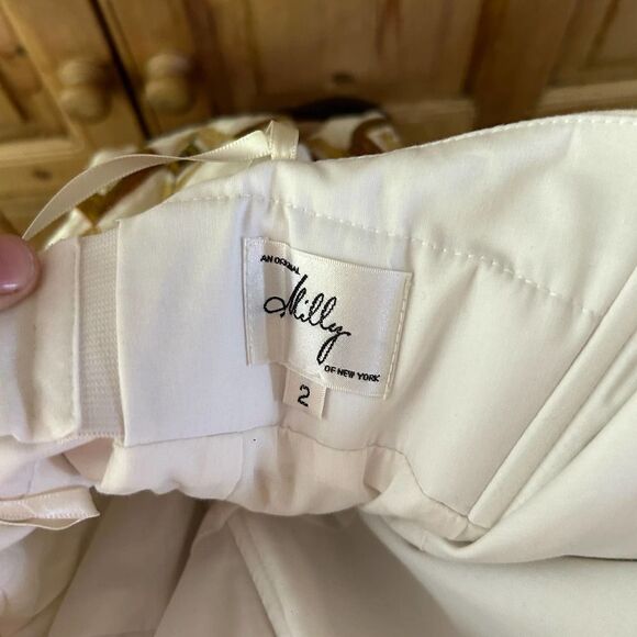 Milly of New York Size 2 Strapless Dress‎ Embroidered Metallic Belted - Picture 5 of 6